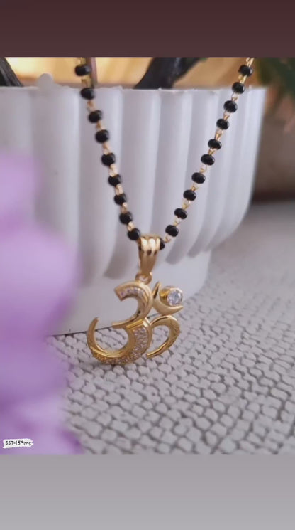 SST 159MS | OM SYMBOL BEAD CHAIN NECKLACE