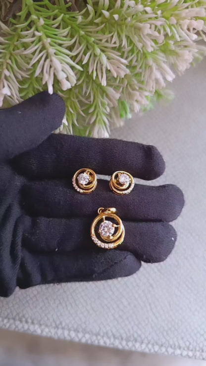 SST 279 | ELEGANT CIRCLE PENDANT AND EARRINGS SET