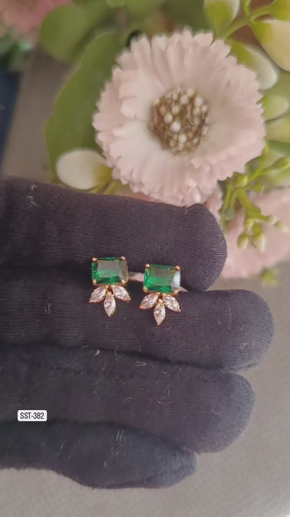 SST 382 | EMERALD AND LEAF EARRINGS