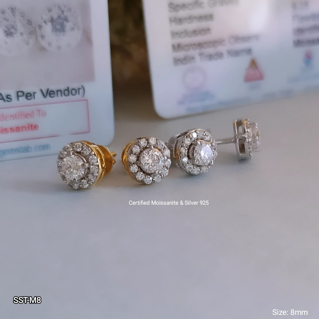 4MM HALO MOISSANITE EARRINGS | 925 SILVER