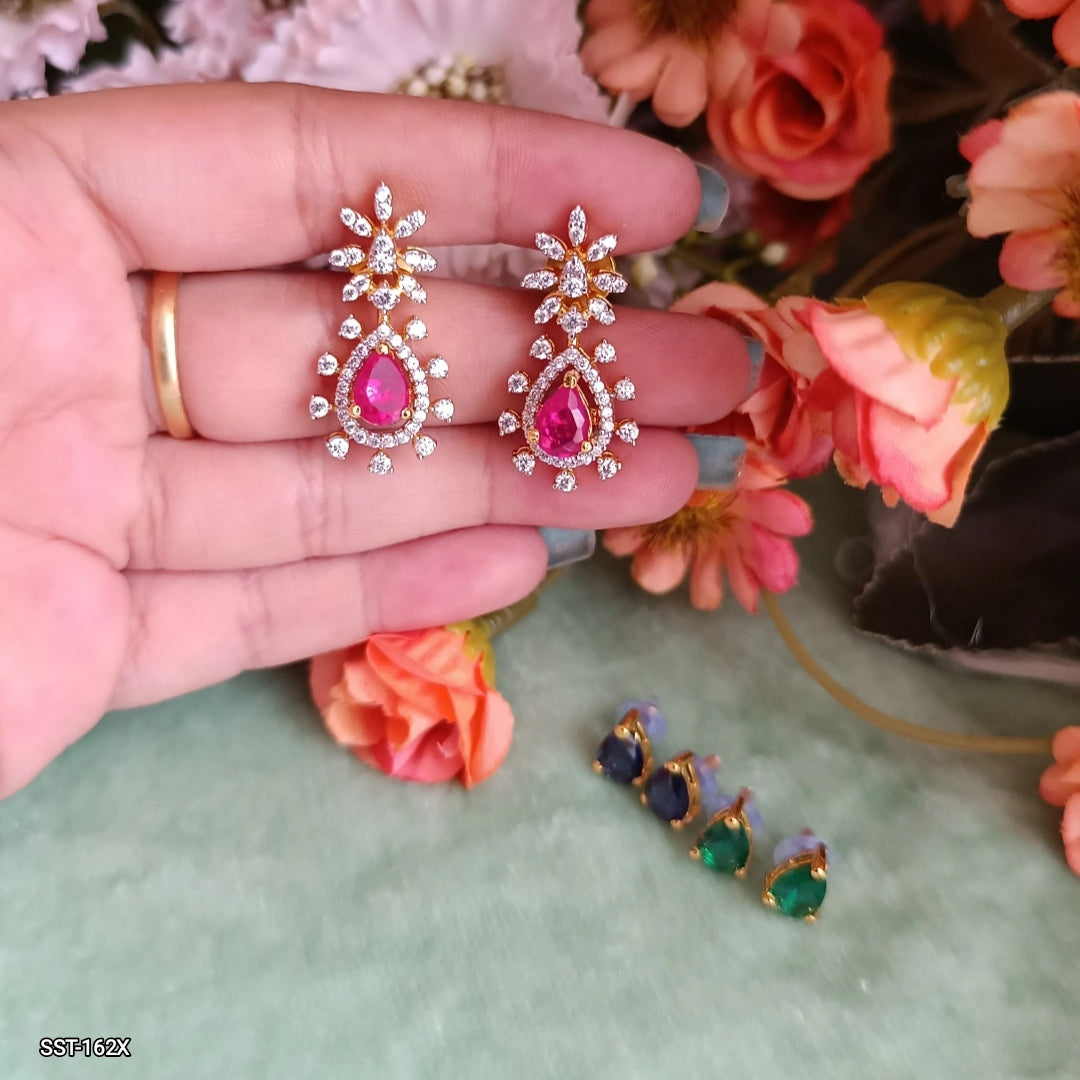 SST 162X | INTERCHANGEABLE STONE EARRINGS| 925 SILVER