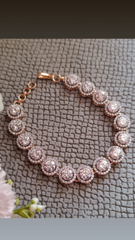Round Halo Tennis Bracelet | 925 SILVER
