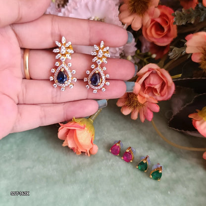 SST 162X | INTERCHANGEABLE STONE EARRINGS| 925 SILVER