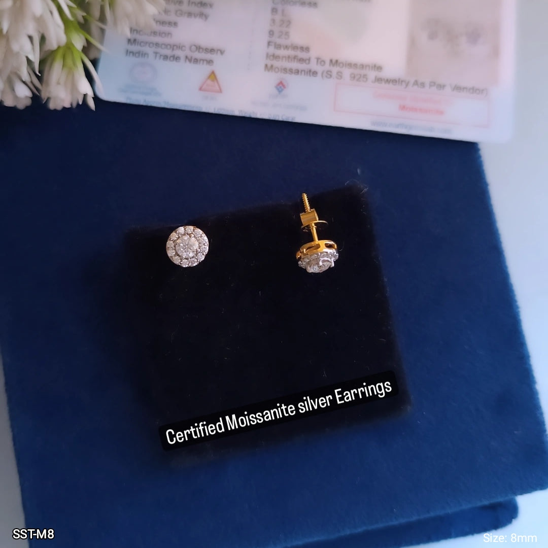 4MM HALO MOISSANITE EARRINGS | 925 SILVER