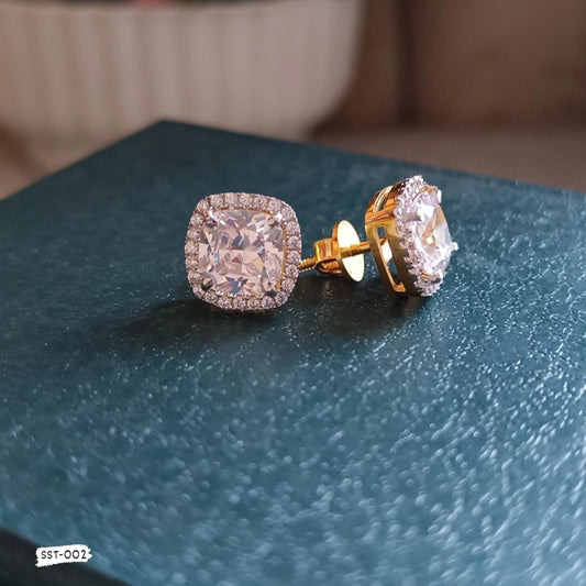 SST 002 | CUSHION HALO Ear Ring 925 Silver Petalite