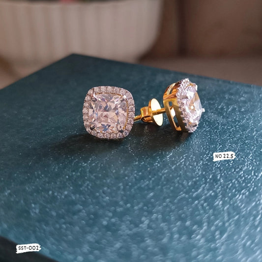 SST 002 | CUSHION HALO Ear Ring 925 Silver Petalite