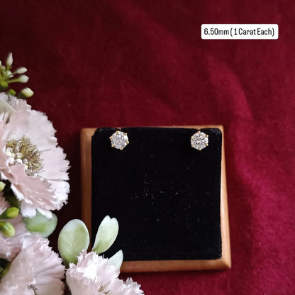 1.00 CARAT EACH | 6.50MM SOLITAIRE STUD | EARRINGS