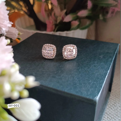 SST 002 | CUSHION HALO Ear Ring 925 Silver Petalite