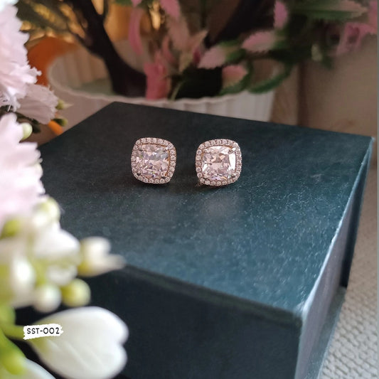 SST 002 | CUSHION HALO Ear Ring 925 Silver Petalite