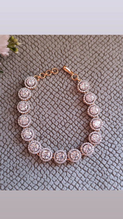 Round Halo Tennis Bracelet | 925 SILVER