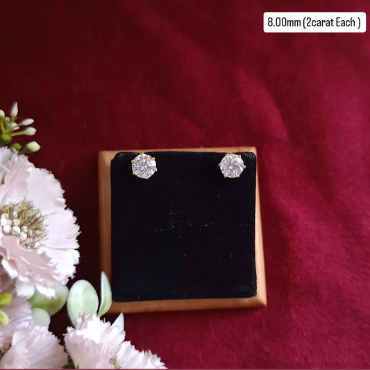 2.00 CARAT EACH | 8.00MM SOLITAIRE STUD| EARRINGS