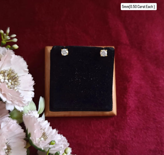0.50 CARAT EACH| 5MM SOLITARE STUD | EARRINGS