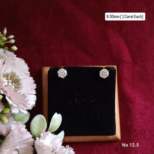 1.00 CARAT EACH |6.50MM SOLITAIRE STUD | EARRINGS