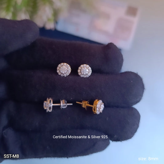4MM HALO MOISSANITE EARRINGS | 925 SILVER