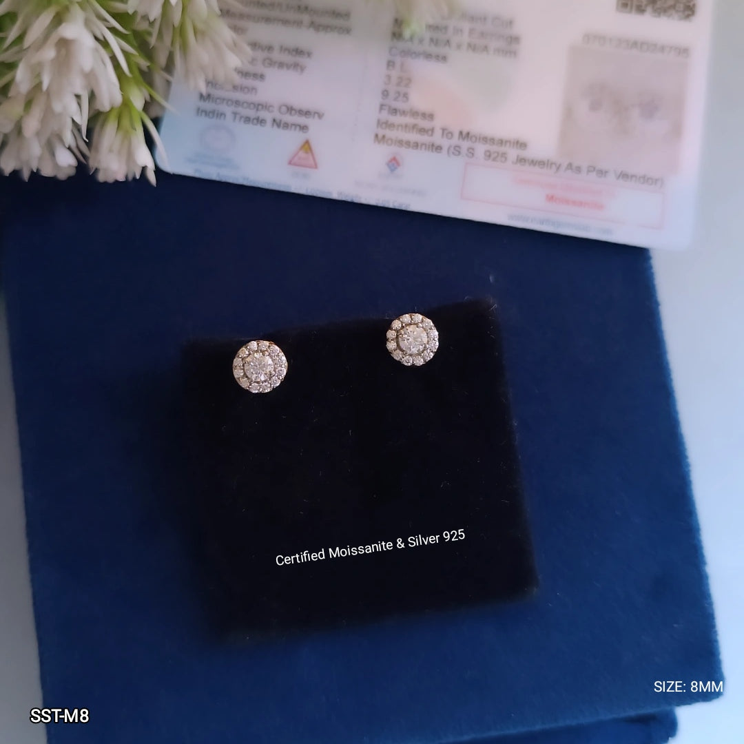 4MM HALO MOISSANITE EARRINGS | 925 SILVER