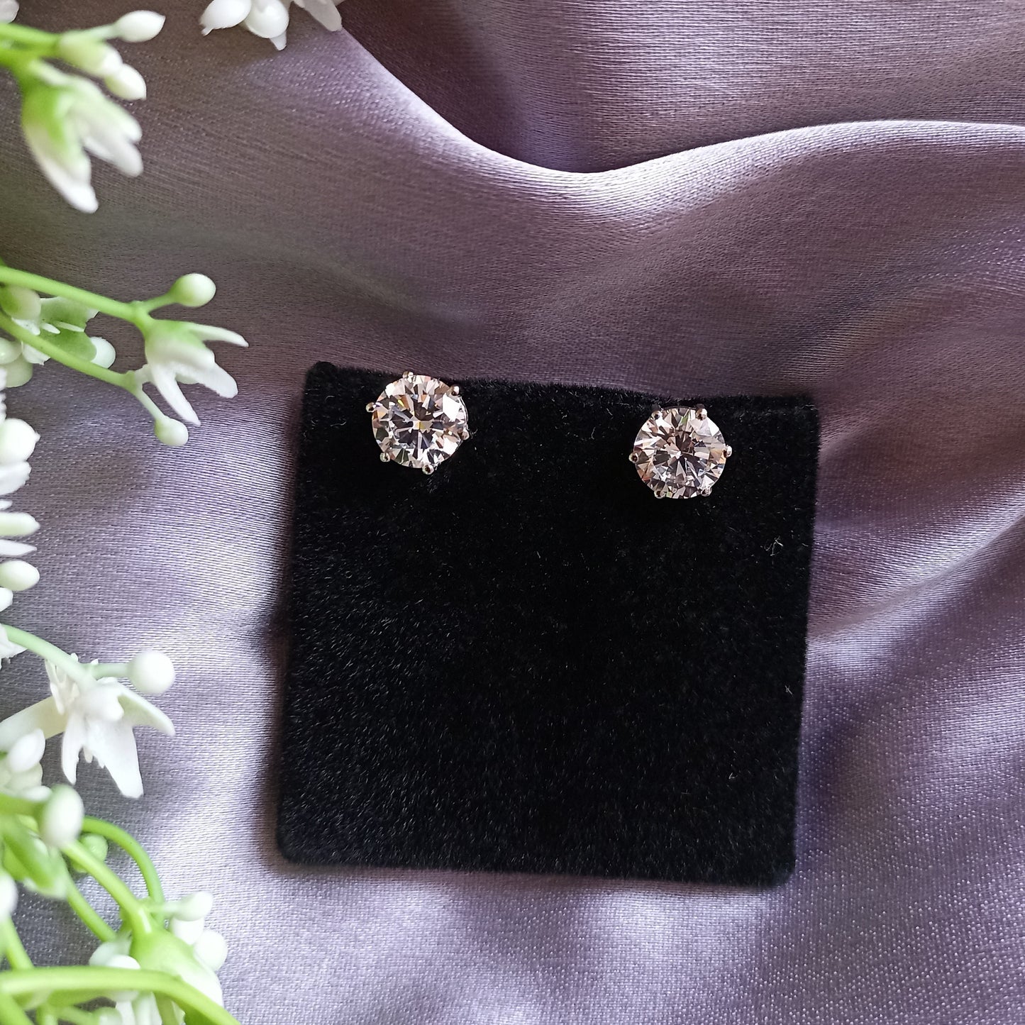 2 CARAT ROUND SOLITAIRE STUD | 925 STERLING SILVER