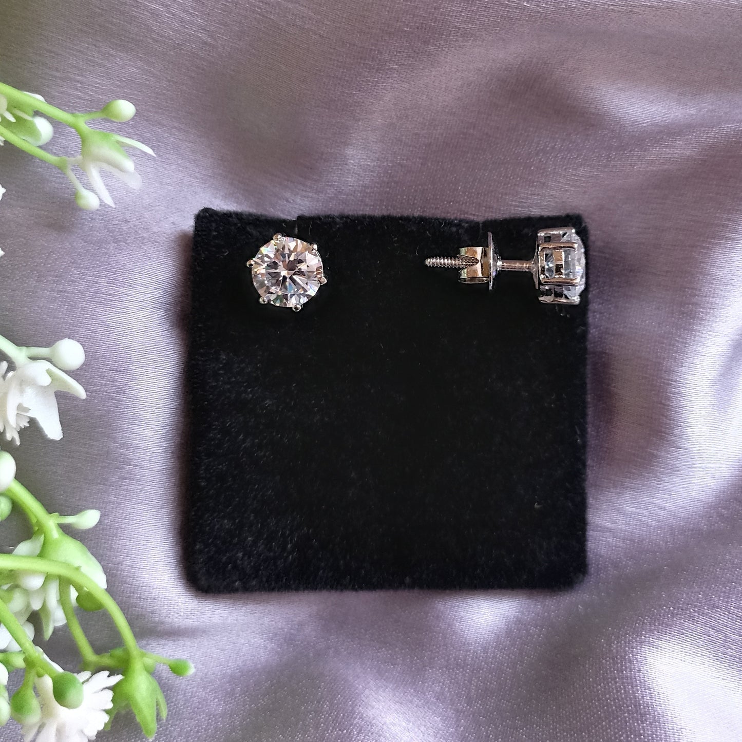 2 CARAT ROUND SOLITAIRE STUD | 925 STERLING SILVER