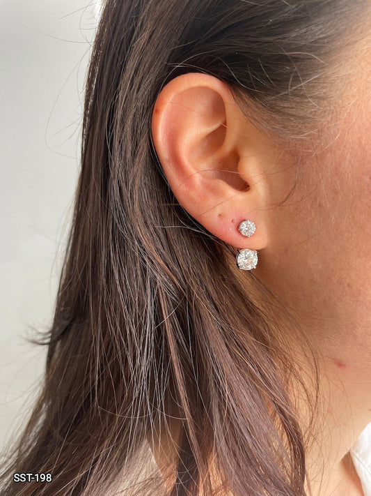 SST 198 | BUTTON EARRING WITH SCREW SAFETY DIAMOND EARRING