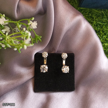 SST 198 | BUTTON EARRING WITH SCREW SAFETY DIAMOND EARRING