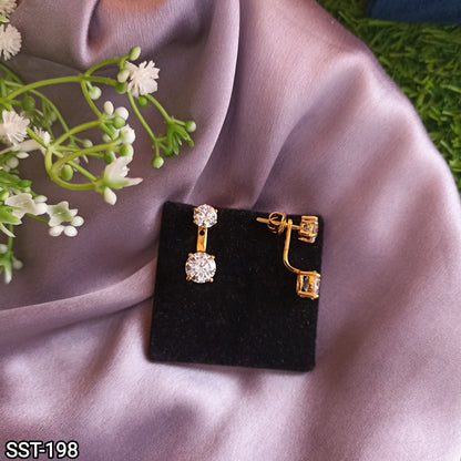 SST 198 | BUTTON EARRING WITH SCREW SAFETY DIAMOND EARRING