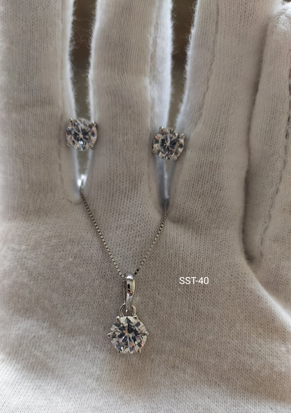 SST 040 | RADIANT ROUND EARRINGS AND PENDANT SET