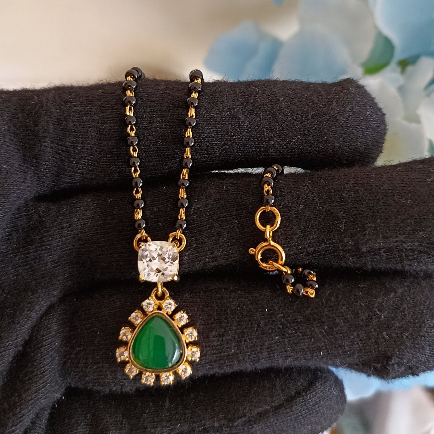 SST 134 | EMERALD RADIANCE BLACK BEADS MANGALSUTRA