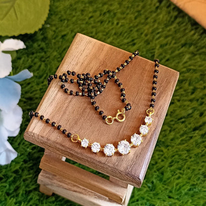 SST 156 | SEVEN SOLITAIRE BLACK BEADS CHAIN MANGALSUTRA