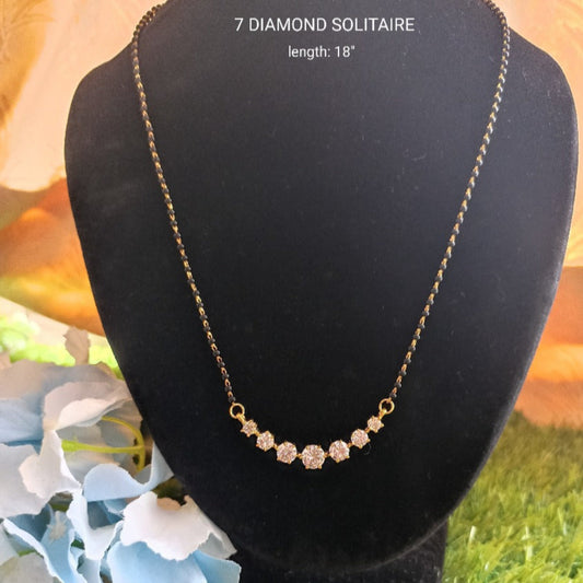 SST 156 | SEVEN SOLITAIRE BLACK BEADS CHAIN MANGALSUTRA