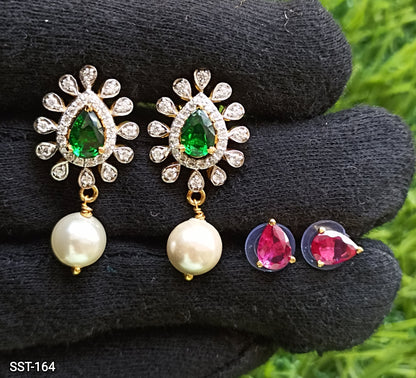SST 164 | CHANGEABLE STONE EARRINGS | 925 STERLING SILVER EARRINGS
