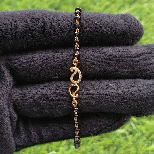 SST 168 | LEAF BLACK BEADS MANGALSUTRA BRACELET