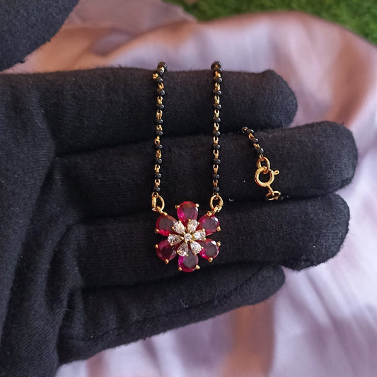 SST 170 | RED GEMSTONE AND CUBIC ZIRCONIA PENDANT MANGALSUTRA