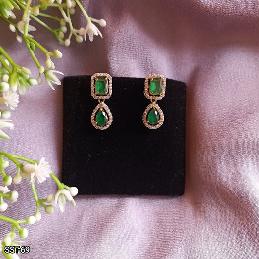 SST 069 | EMERALD TEARDROP DANGLE EARRINGS