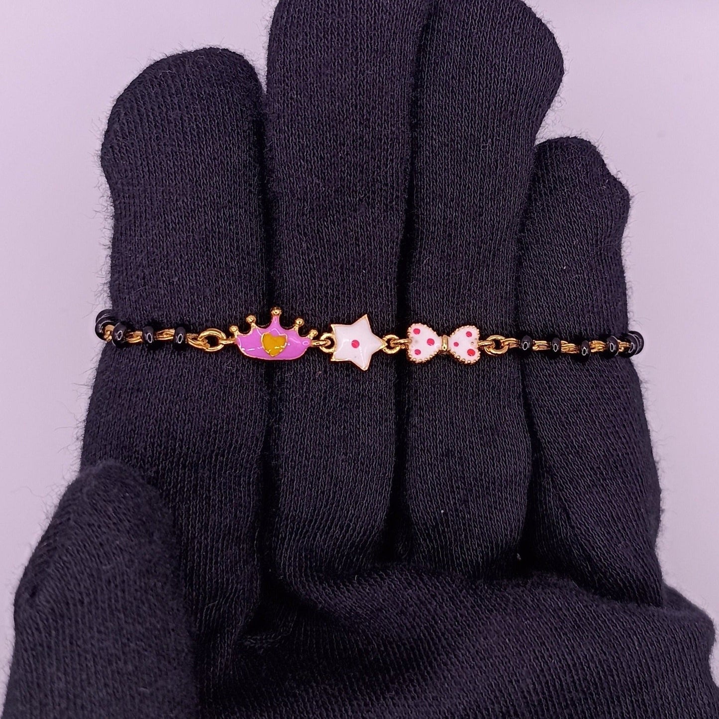 CROWN & BOW SILVER BABY NAZARIYA BRACELET