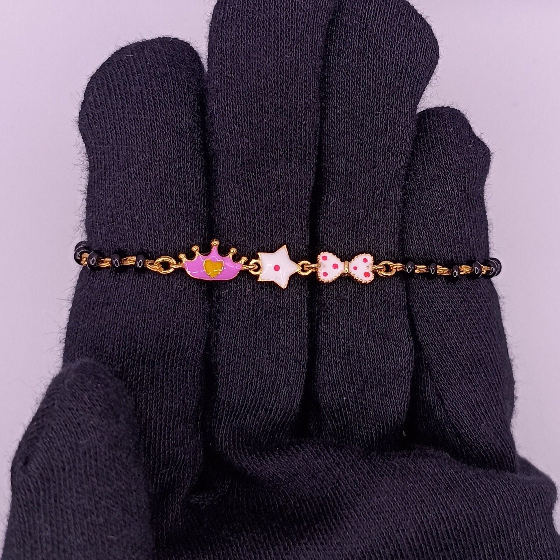 CROWN & BOW SILVER BABY NAZARIYA BRACELET