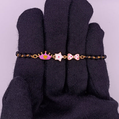 CROWN & BOW SILVER BABY NAZARIYA BRACELET