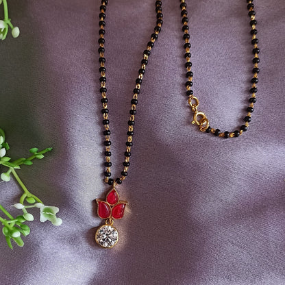 SST 180  | FLOWER RUBY AND DIAMOND MANGALSUTRA NECKLACE