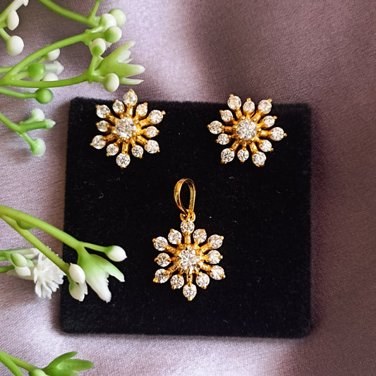 SST 122 | ZIRCON DIAMOND PENDANT & EARRINGS SET