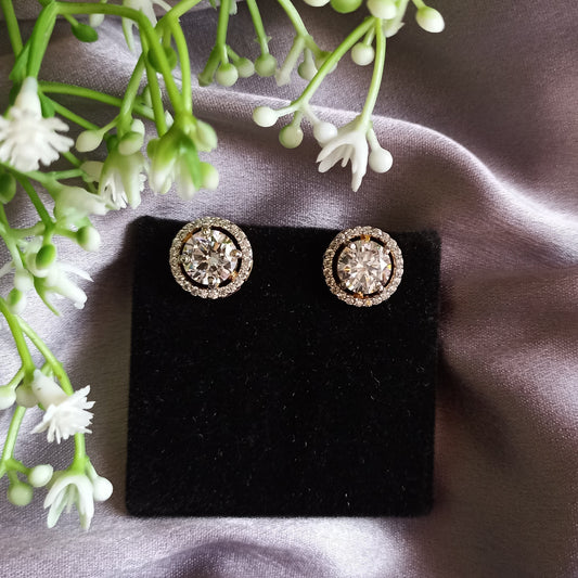 SST 039 || 2 CARAT ROUND HALO STUD EARRINGS