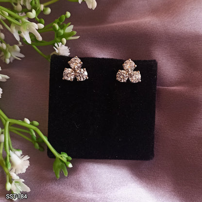 SST 184 | THREE-STONE DIAMOND CLUSTER EARRINGS