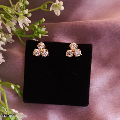 SST 184 | THREE-STONE DIAMOND CLUSTER EARRINGS