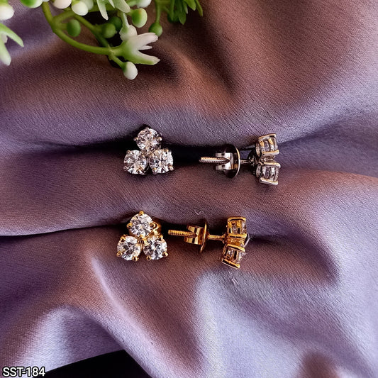 SST 184 | THREE-STONE DIAMOND CLUSTER EARRINGS