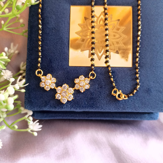 SST 103 | 3 FLOWER BLACK BEADS MANGALSUTRA