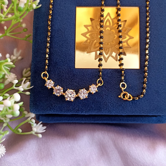 SST 057 | FIVE SOLITAIRE BLACK BEADS MANGALSUTRA