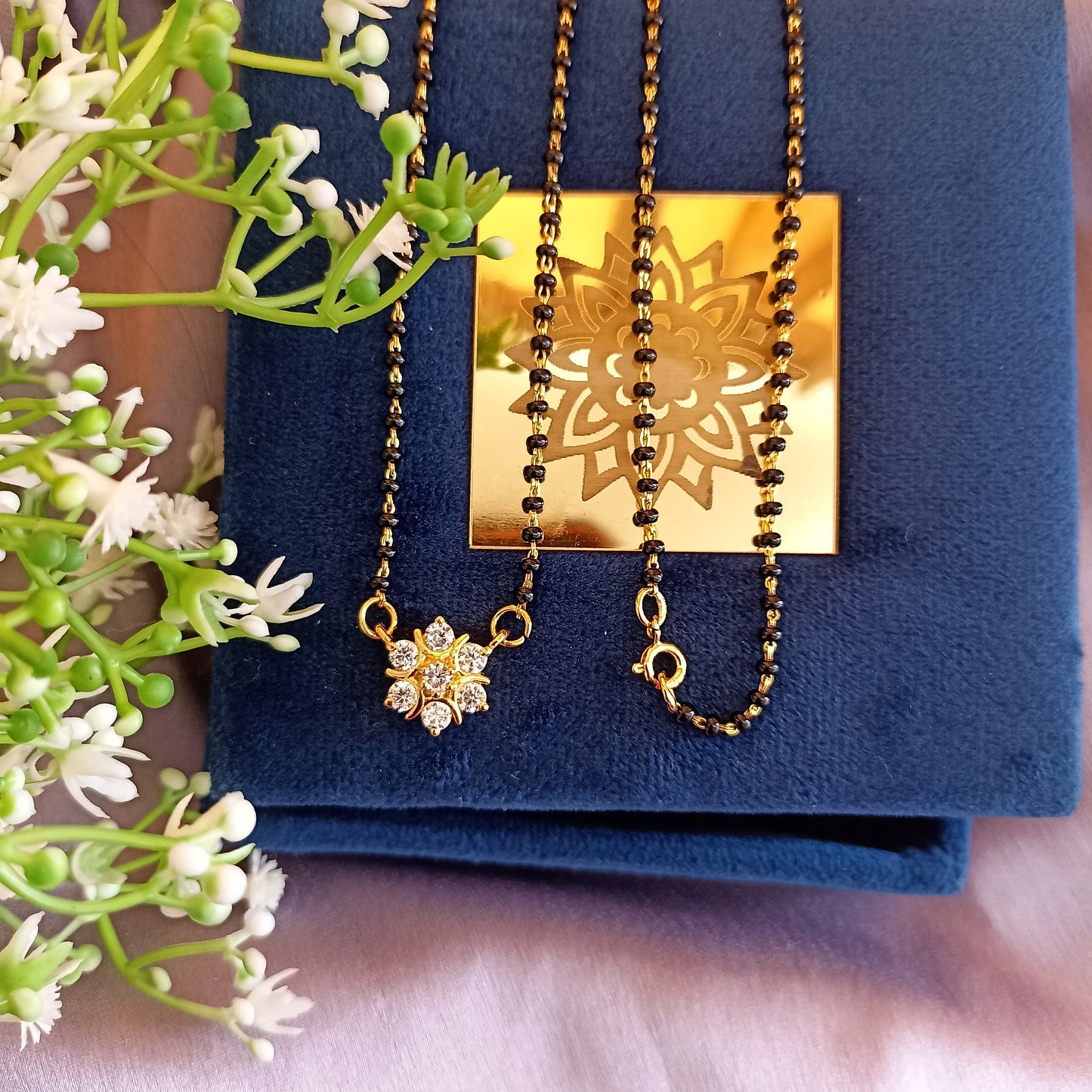 SST 092 | FLORAL BLACK BEADS MANGALSUTRA