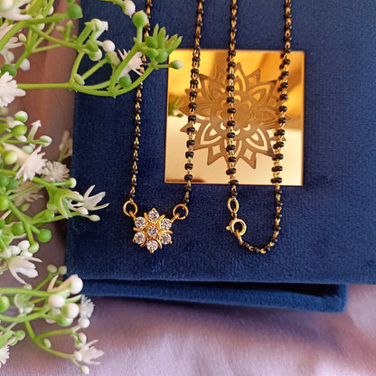 SST 092 | FLORAL BLACK BEADS MANGALSUTRA