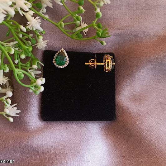 SST 187 | EMERALD HALO PEAR STUD