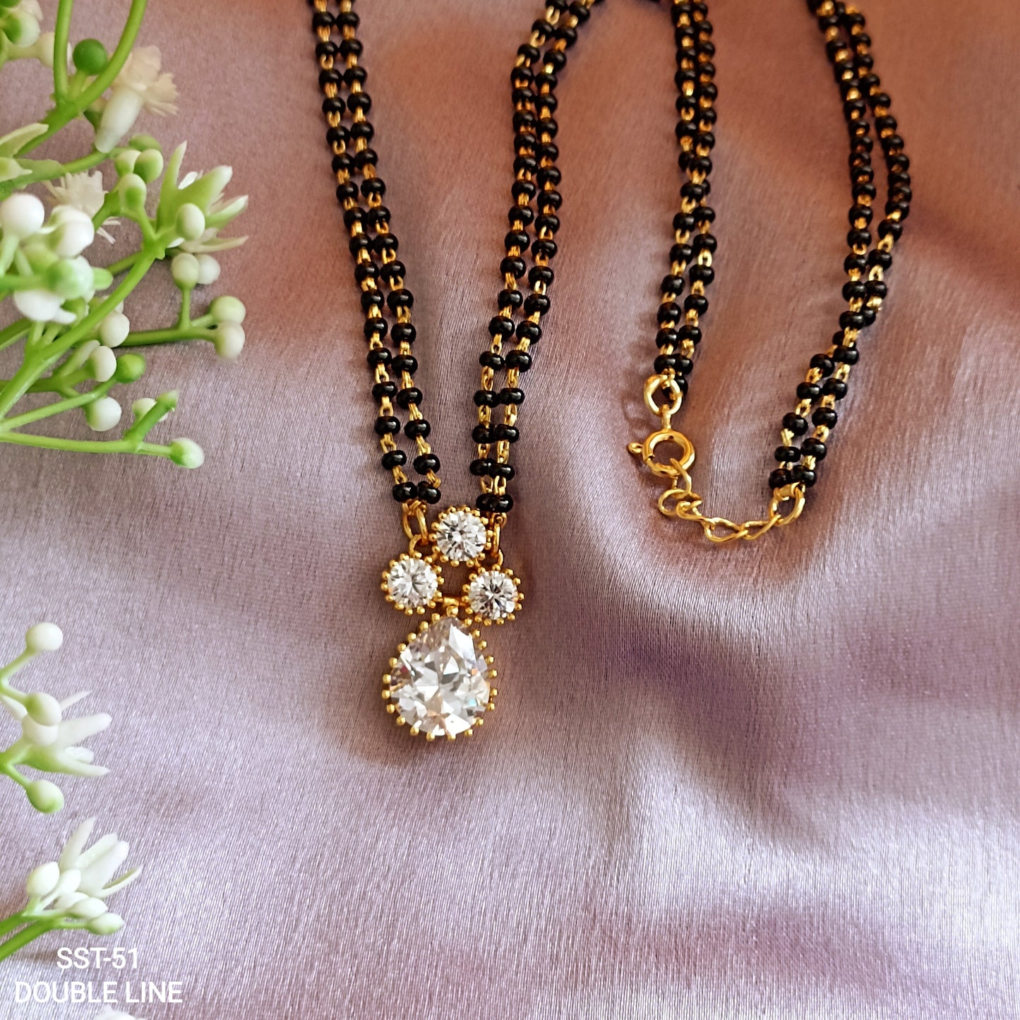 SST 051 | SPARKLING TEARDROP DOUBLE LINE MANGALSUTRA