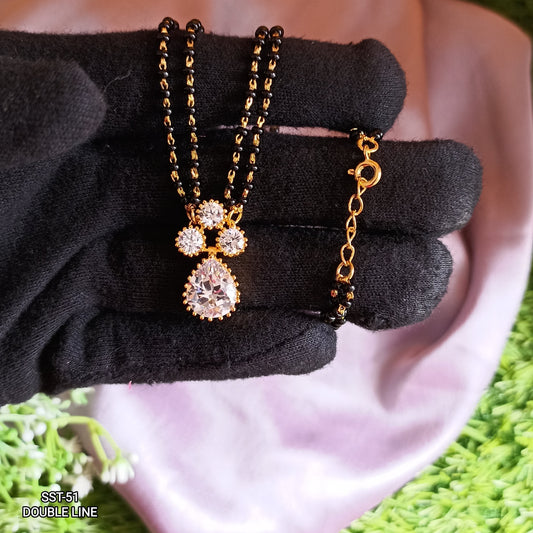 SST 051 | SPARKLING TEARDROP DOUBLE LINE MANGALSUTRA