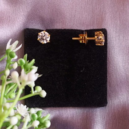 1.00 CARAT EACH |6.50MM SOLITAIRE STUD | EARRINGS