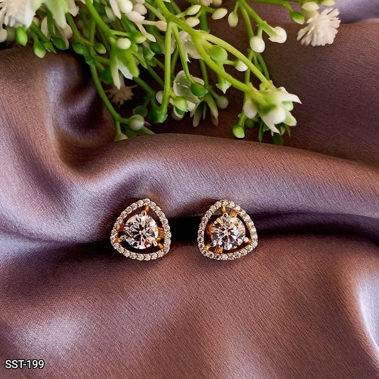 SST 199 | SINGLE DIAMOND WITH TRIANGLE HALO EARRING
